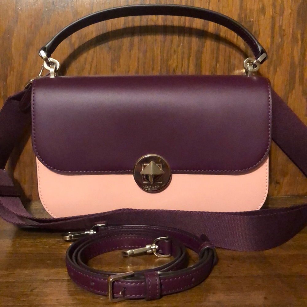 NWT-Kate Spade-Audrey-Colorblock Flap Crossbody Bag-Pink Multi-Leather-$399